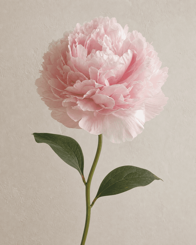 Low-contrast peony source image used for stencil preparation